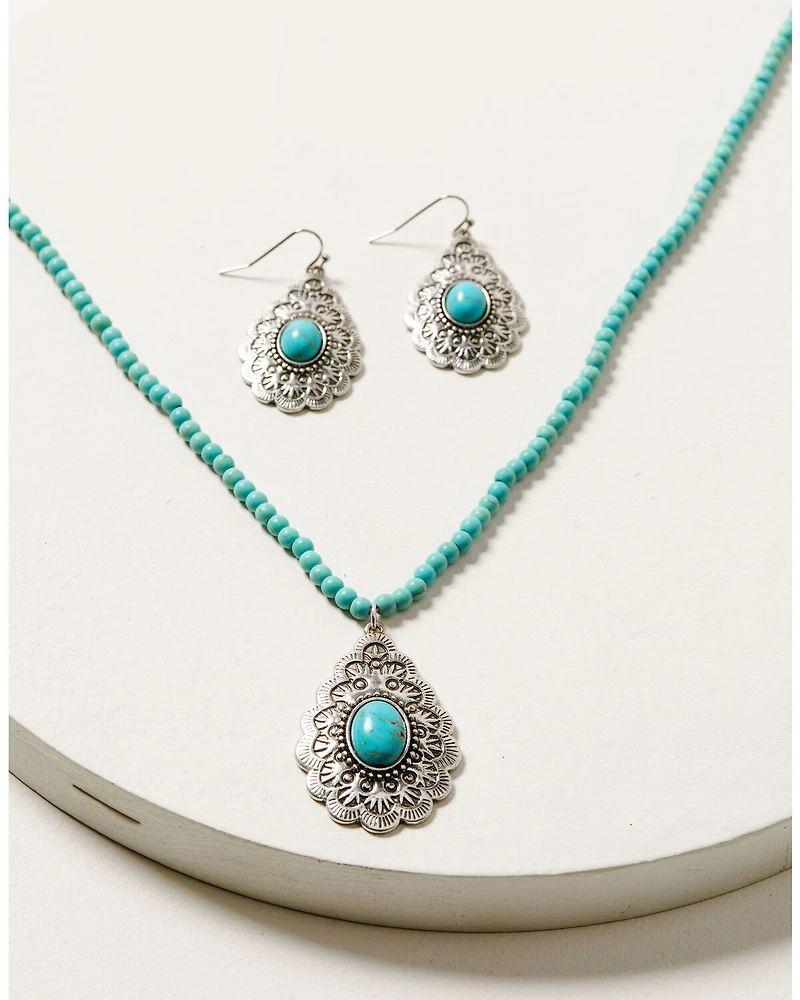 Shyanne Women's Turquoise Beaded Teardrop Jewelry Set - 2 Piece