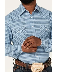 Rough Stock By Panhandle Men's Horizontal Dobby Stripe Long Sleeve Pearl Snap Western Shirt