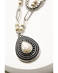 Shyanne Women's White Stone Teardrop Layered Necklace