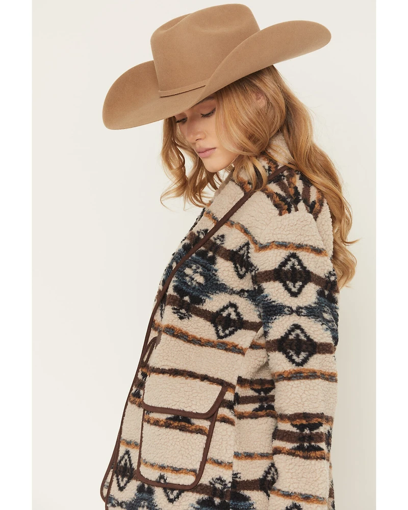 Shyanne Women's Southwestern Print Sherpa Cardigan