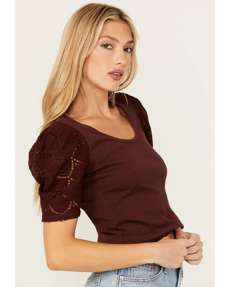 Shyanne Women's Crochet Sleeve Top