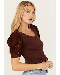 Shyanne Women's Crochet Sleeve Top