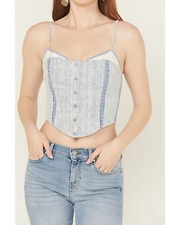 Miss Me Women's Denim Sleeveless Button-Down Bustier