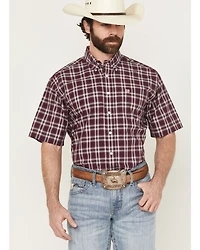 Cinch Men's Plaid Print Short Sleeve Button-Down Western Shirt - Big