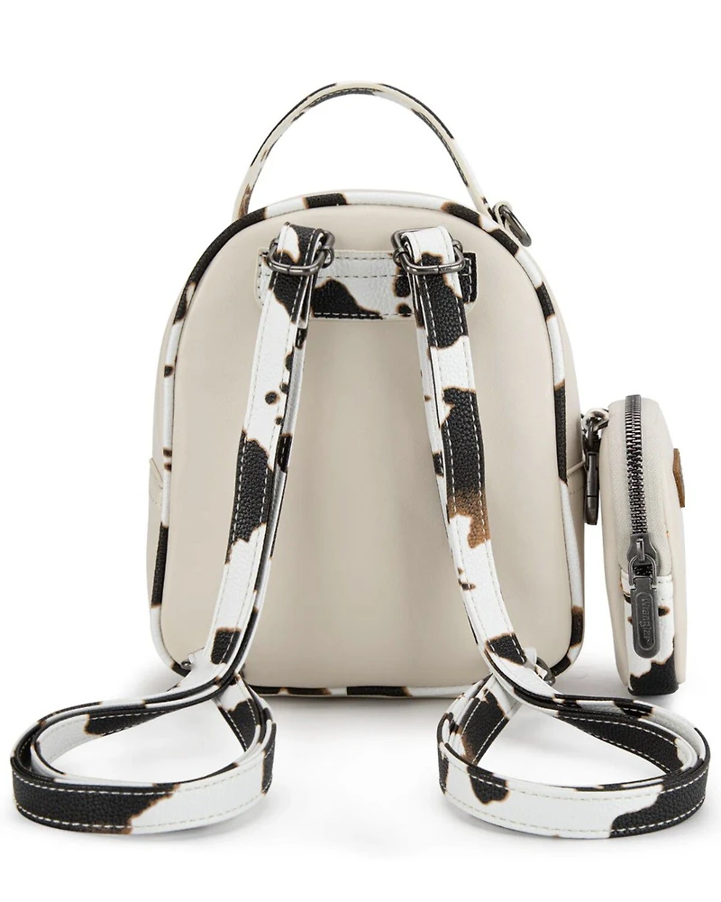 Wrangler Women's Cow Print Trim Mini Backpack with Coin Pouch