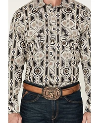 Rock & Roll Denim Men's Southwestern Long Sleeve Pearl Snap Stretch Western Shirt