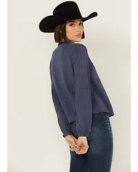 Jolt Women's Lace Trim Long Sleeve Peasant Top