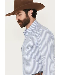 Wrangler Men's Striped Print Long Sleeve Snap Stretch Western