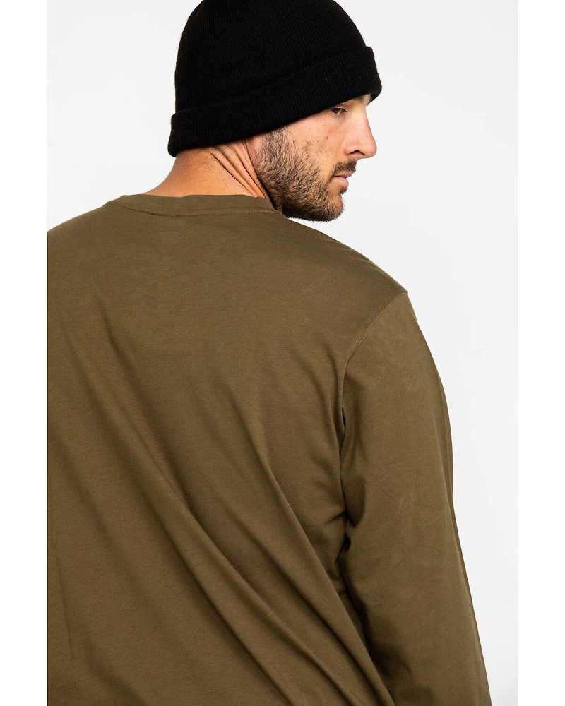 Hawx Men's Olive Pocket Long Sleeve Work T-Shirt