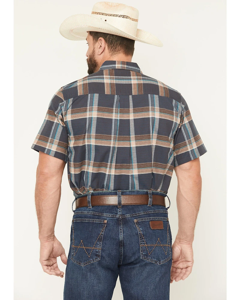 Cody James Men's High Plains Ranch Plaid Print Short Sleeve Button-Down Stretch Western Shirt