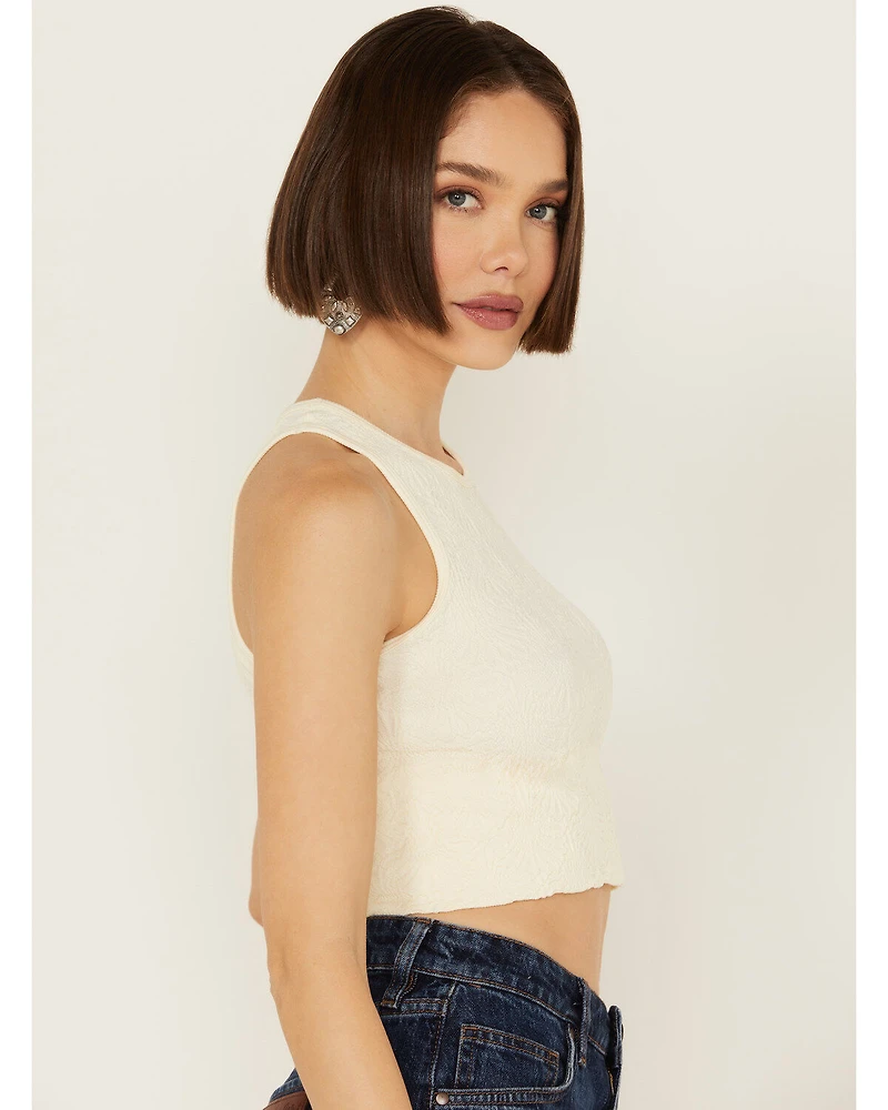 Fornia Women's Floral High Neck Cropped Top