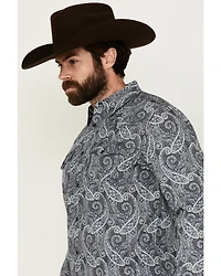 Moonshine Spirit Men's Crossing Paisley Print Long Sleeve Pearl Snap Western Shirt
