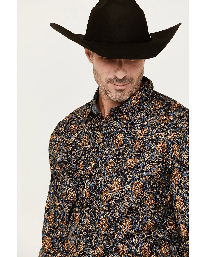 Cody James Men's Vaquero Paisley Print Long Sleeve Snap Western Shirt