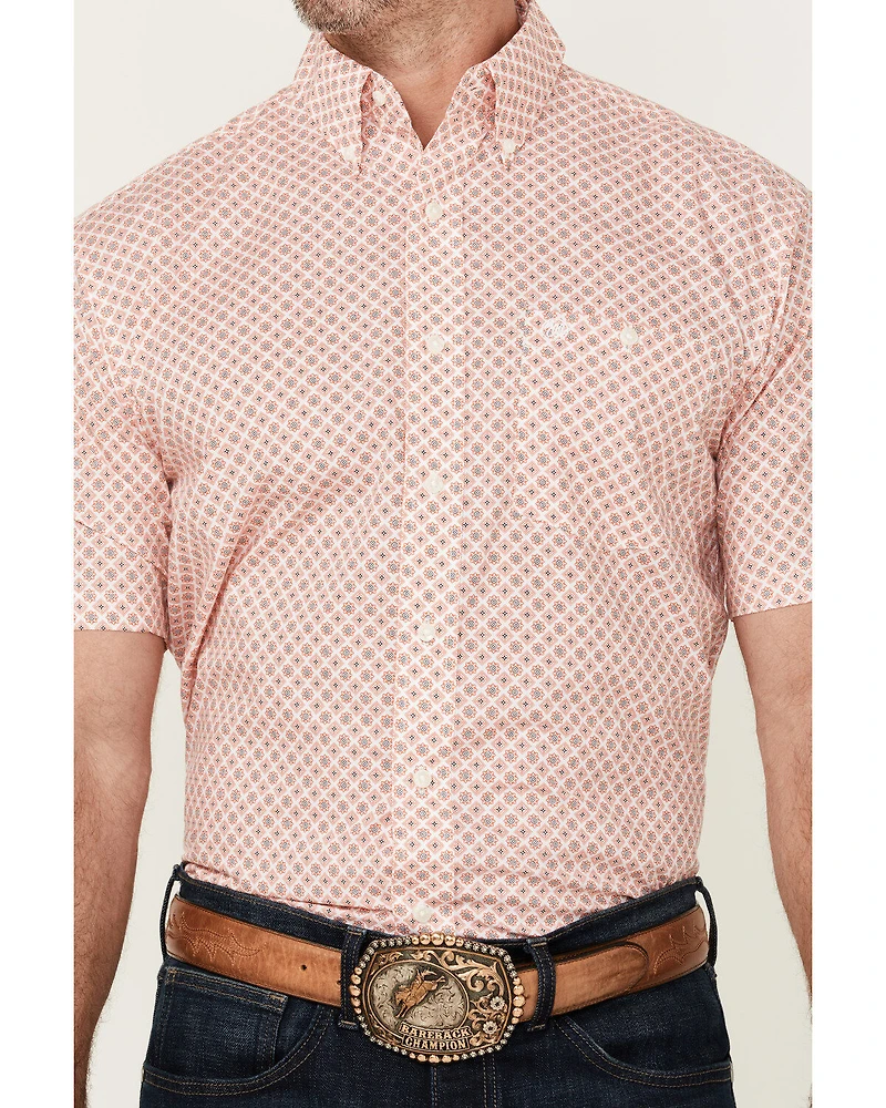 Wrangler Men's Classic Medallion Print Short Sleeve Button-Down Western Shirt