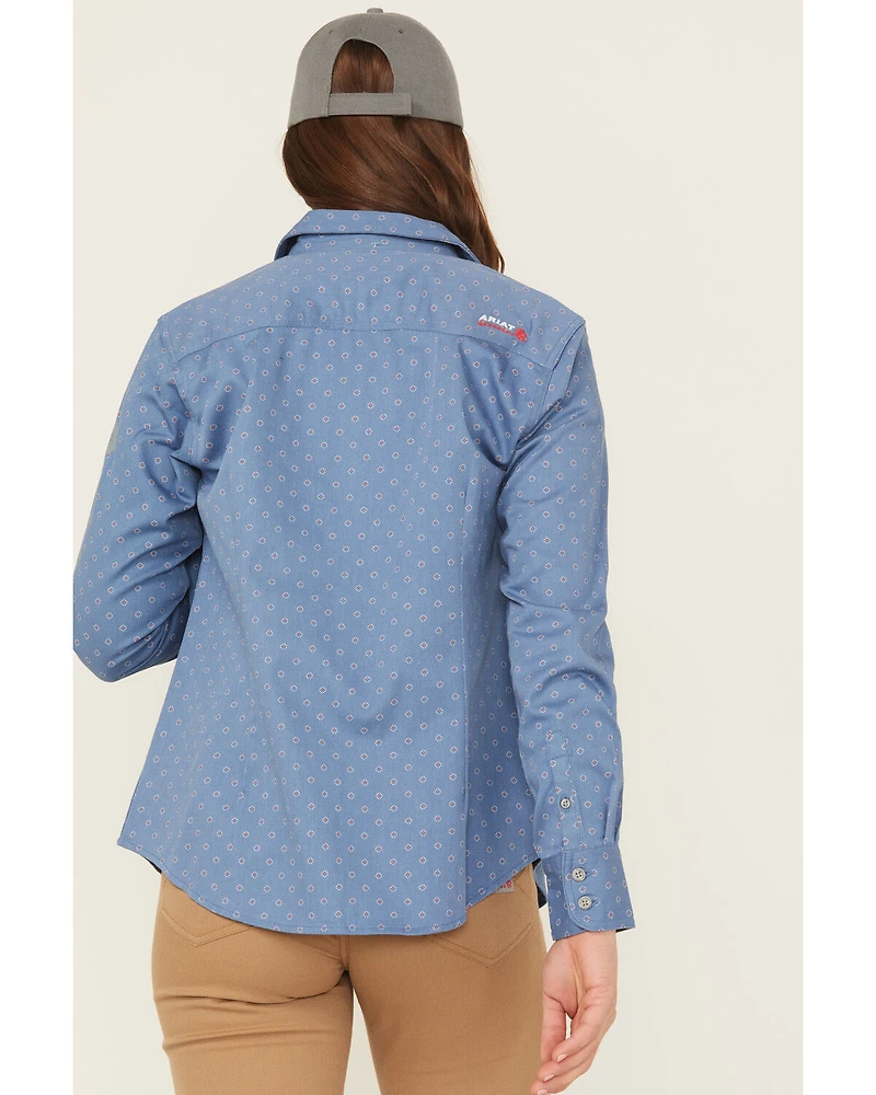 Ariat Women's FR Brooke Geo Print Long Sleeve Button-Down Work Shirt