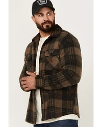 Brixton Men's Bowery Arctic Plaid Print Long Sleeve Snap Stretch Shirt Jacket