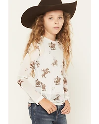 Cowgirl Hardware Girls' Desert Bronc Long Sleeve Mesh Top