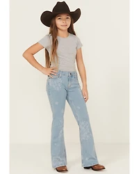 Wrangler Girls' Light Wash Paisley Print Bootcut Stretch Denim Jeans