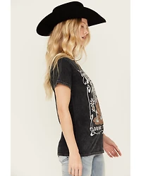 Youth Revolt Women's Whiskey Rocks Skeleton Short Sleeve Graphic Tee
