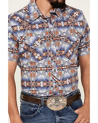 Rock & Roll Demin Men's Southwestern Print Short Sleeve Pearl Snap Stretch Western Shirt