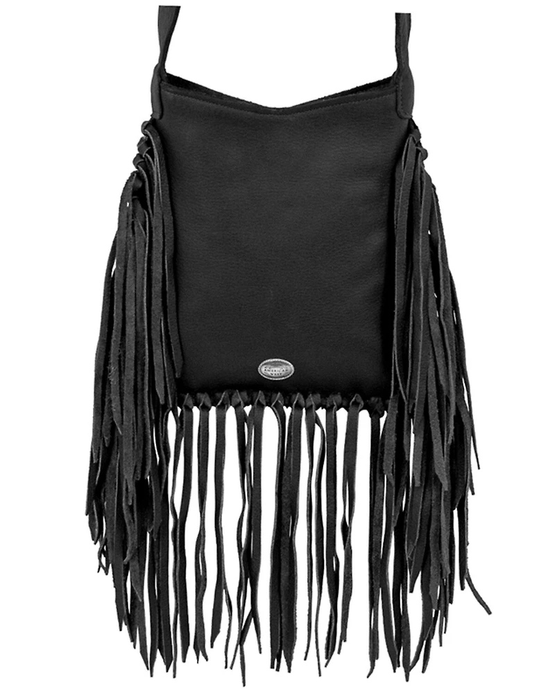 American West Women's Hair-On Studded Fringe Crossbody Messenger