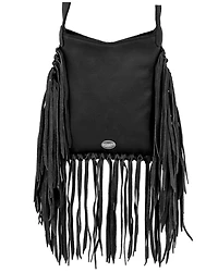 American West Women's Hair-On Studded Fringe Crossbody Messenger