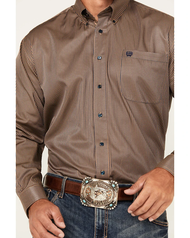 Cinch Men's Mini Striped Print Long Sleeve Button-Down Western Shirt