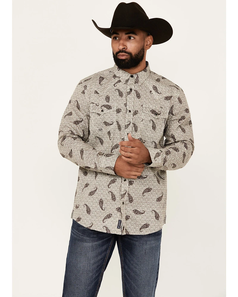 Moonshine Spirit Men's Tattoo Paisley Print Long Sleeve Snap Western Shirt