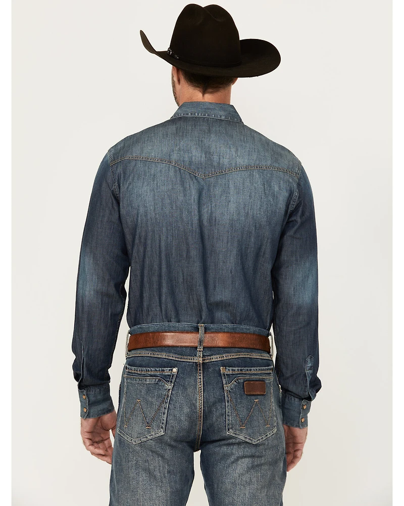 Wrangler Retro Men's Premium Snap Denim Long Sleeve Western Shirt