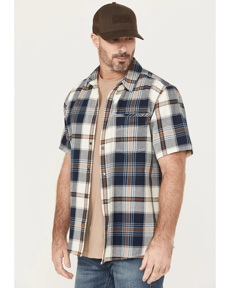 Hawx Men's Hedgerow Plaid Print Short Sleeve Snap Work Shirt