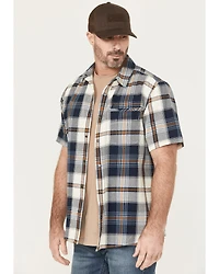 Hawx Men's Hedgerow Plaid Print Short Sleeve Snap Work Shirt