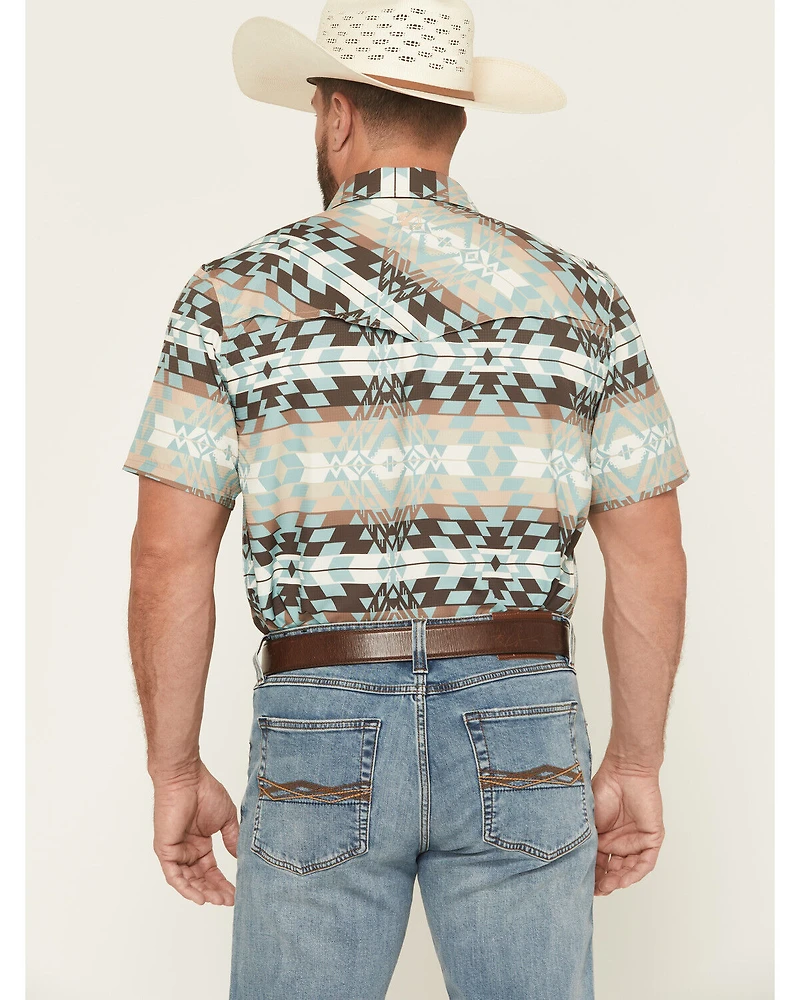 RANK 45® Men's Eagle Pass Southwestern Print Short Sleeve Snap Performance Western Shirt
