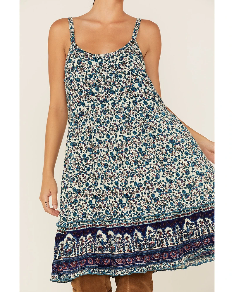 Bila Women's Floral Border Print Sleeveless Mini Sundress