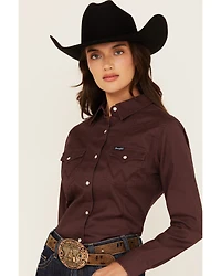 Wrangler Retro Women's Solid Long Sleeve Snap Western Shirt