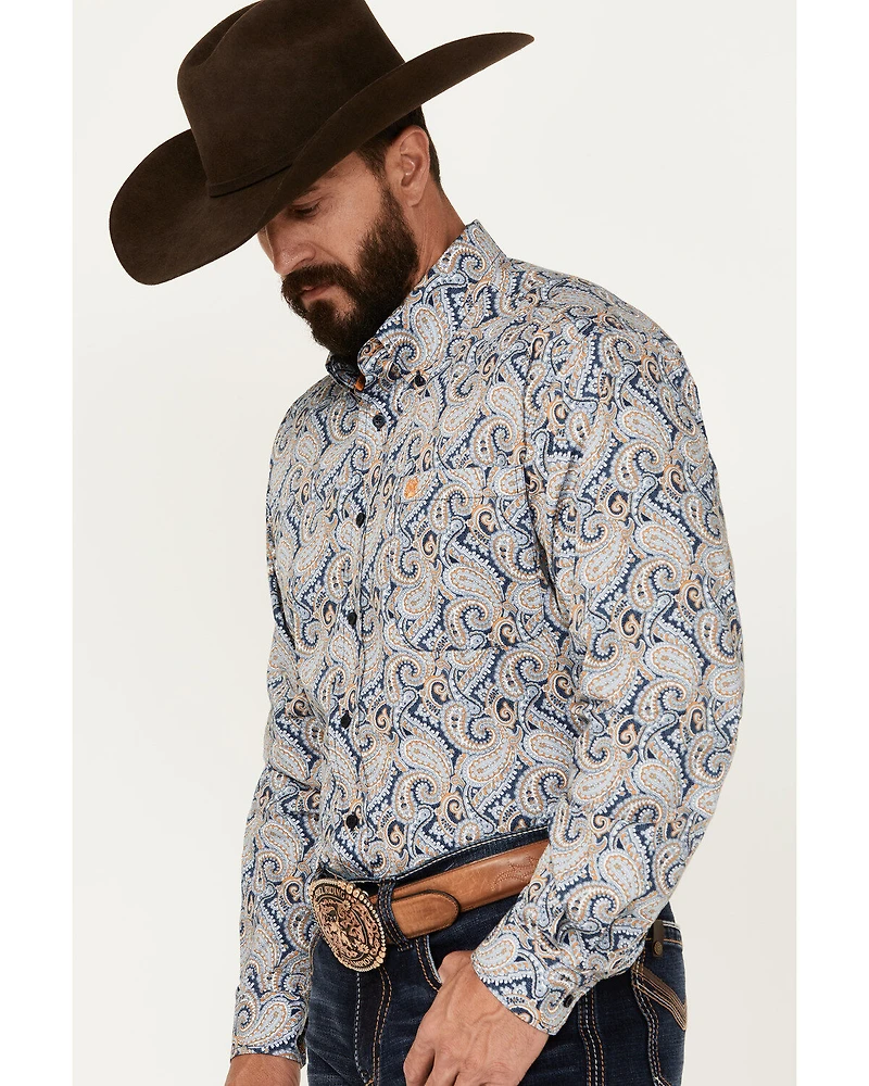 Cinch Men's Paisley Print Long Sleeve Button-Down Western Shirt