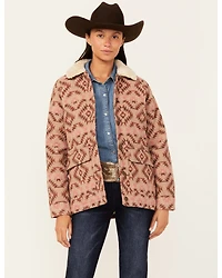 Shyanne Women's Southwestern Print Blanket Sherpa Lined Jacket