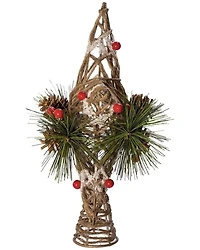 Kurt Adler 11" Un-Lit Natural Star With Pinecones Treetop