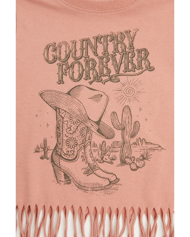 Shyanne Toddler Girls' Country Forever Fringe Short Sleeve Graphic Tee