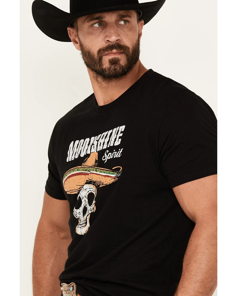 Moonshine Spirit Men's Skull Stars Short Sleeve Graphic T-Shirt