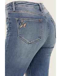 Driftwood Women's Medium Wash High Rise Flare Paisley Hem Jeans
