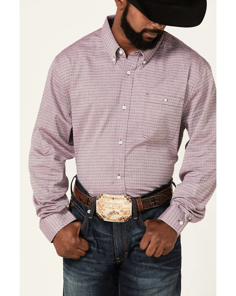 RANK 45® Men's Producer Jacquard Print Long Sleeve Button-Down Western Shirt