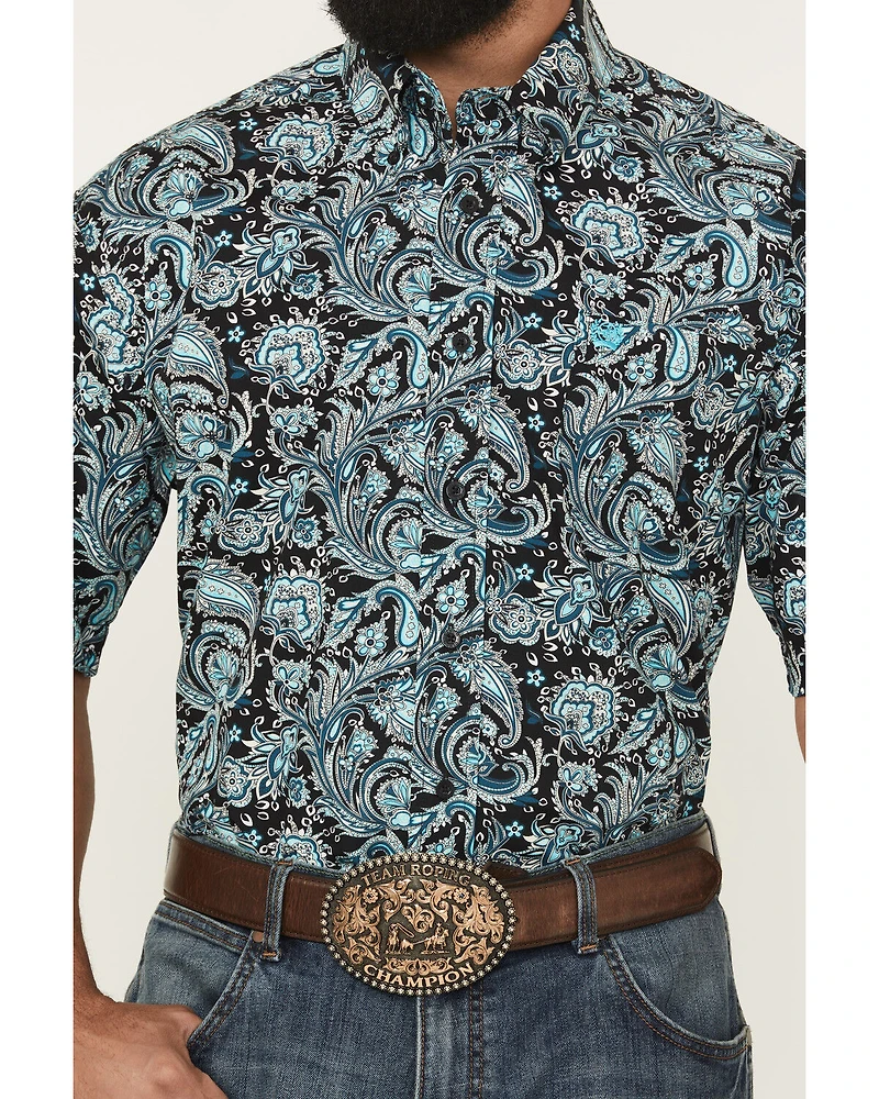 Cinch Men's Paisley Print Short Sleeve Button-Down Western Shirt