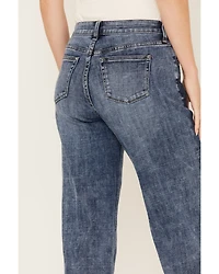 Billy T Women's Medium Wash Mid Rise Wide Flare Jeans