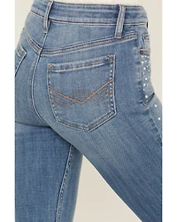 Idyllwind Women's Legend Medium Wash High Rise Rhinestone Studded Bootcut Super Stretch Denim Jeans