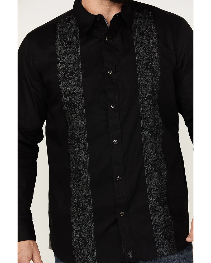 Moonshine Spirit Men's Embroidered Long Sleeve Snap Western Shirt