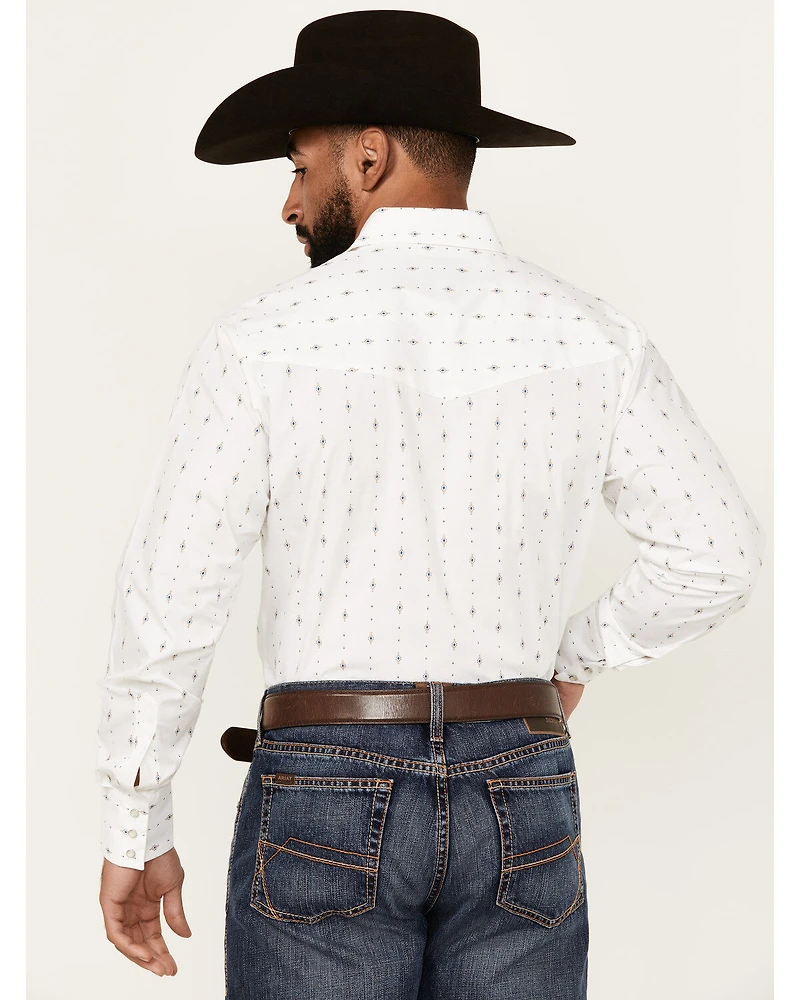 Ely Walker Men's Diamond Southwestern Print Long Sleeve Snap Western Shirt