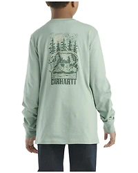 Carhartt Little Boys' Solid Bear Logo Long Sleeve Pocket T-Shirt