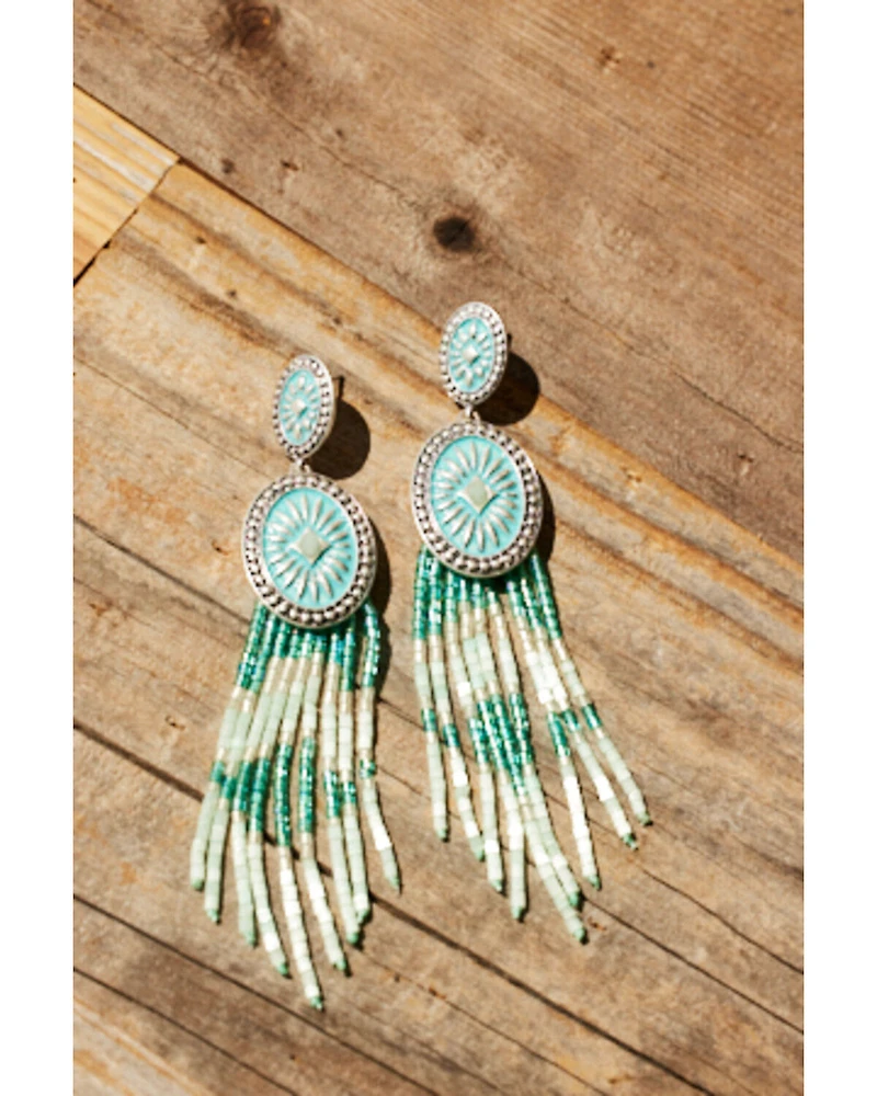 Lainey Wilson Women's Hippie Fringe Beaded Earrings