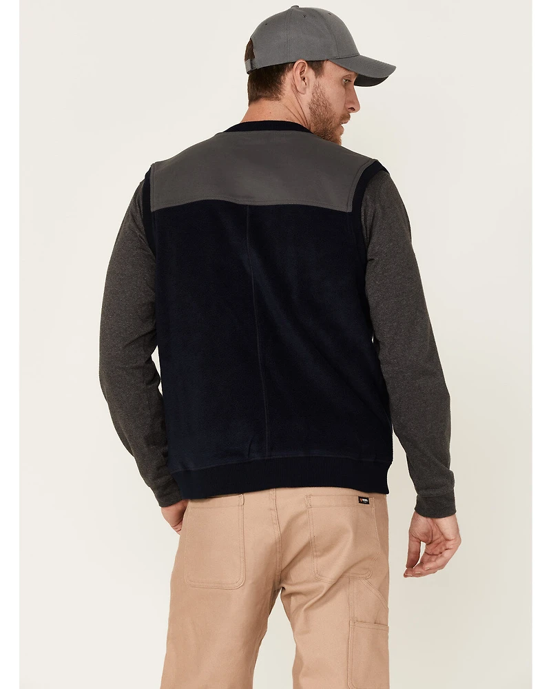 Wrangler ATS Men's All-Terrain Dark Sapphire Fleece Zip-Front Bomber Vest