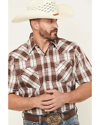Ely Walker Men's Plaid Print Short Sleeve Snap Western Shirt